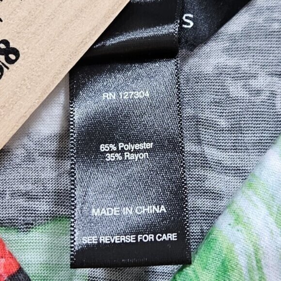 Ali Miles Tunic Womens XL Multicolor Floral LS Roll Up Tab Boho Crinkle Buttons - Picture 11 of 16